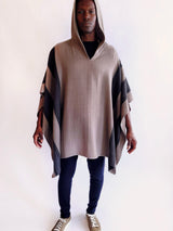 Asymmetric Hooded Poncho/ Unisex