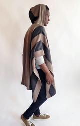 Asymmetric Hooded Poncho/ Unisex