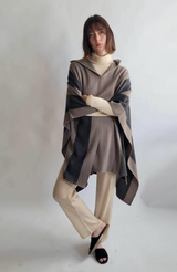 Asymmetric Hooded Poncho/ Unisex