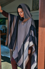Asymmetric Hooded Poncho/ Unisex