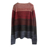 Denis Colomb Lifestyle - Elephant Skin Red Marsala Tibetan Red Monk Cashmere Hand knit Tweed Stripes Sweater