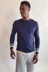 Men's Crewneck Long Sleeve W/Stripes