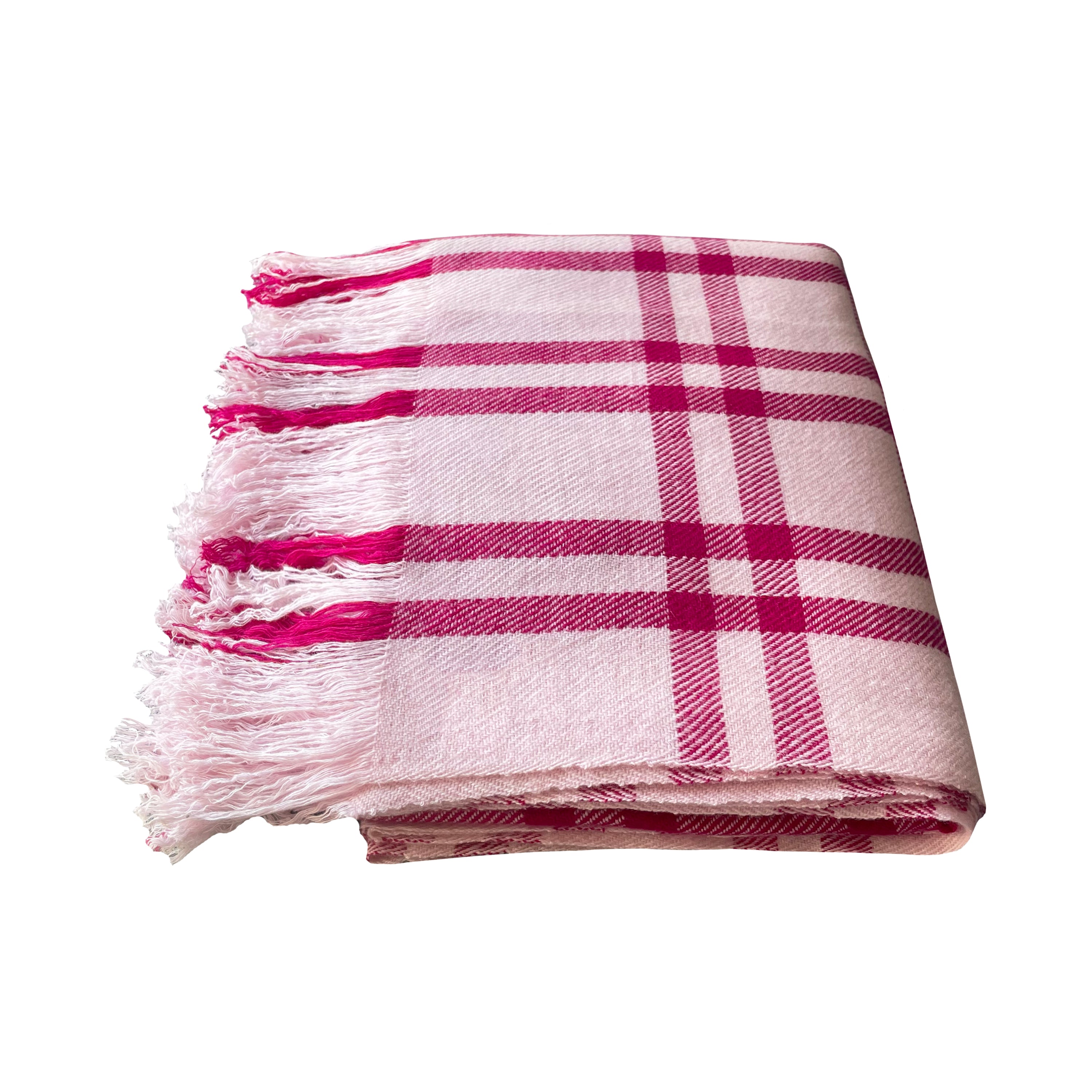 Pink check online throw