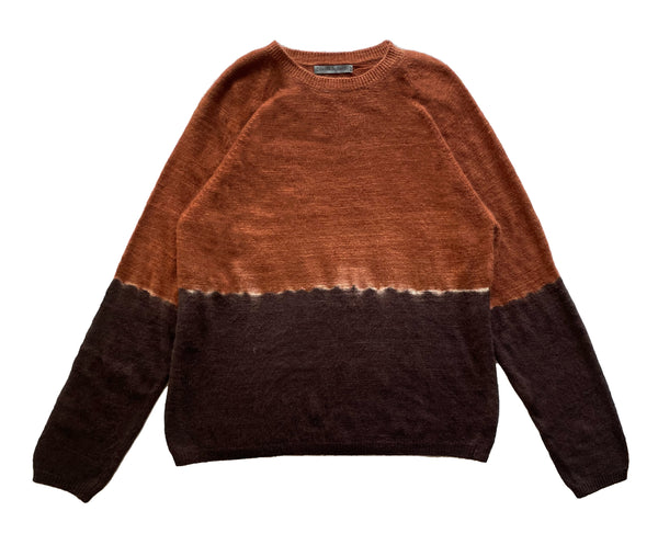 Men's Hand Knit Dip Dye Crewneck Sweater