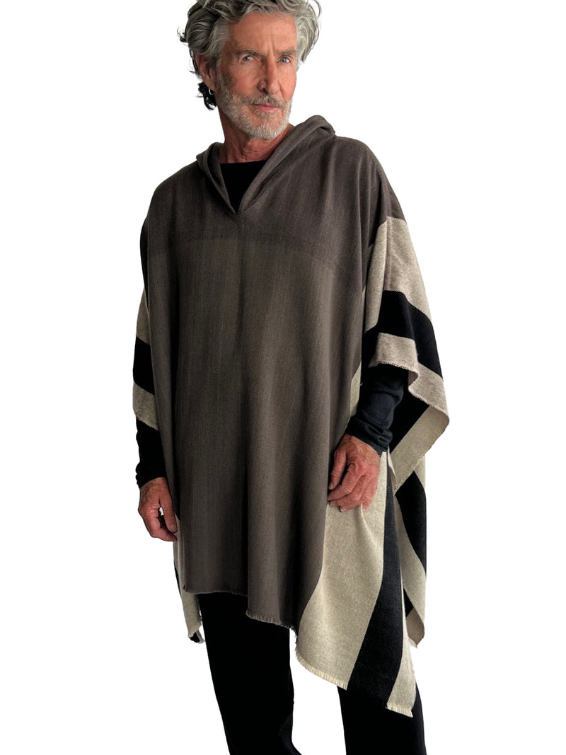 Assymmetric Hooded Poncho/ Unisex