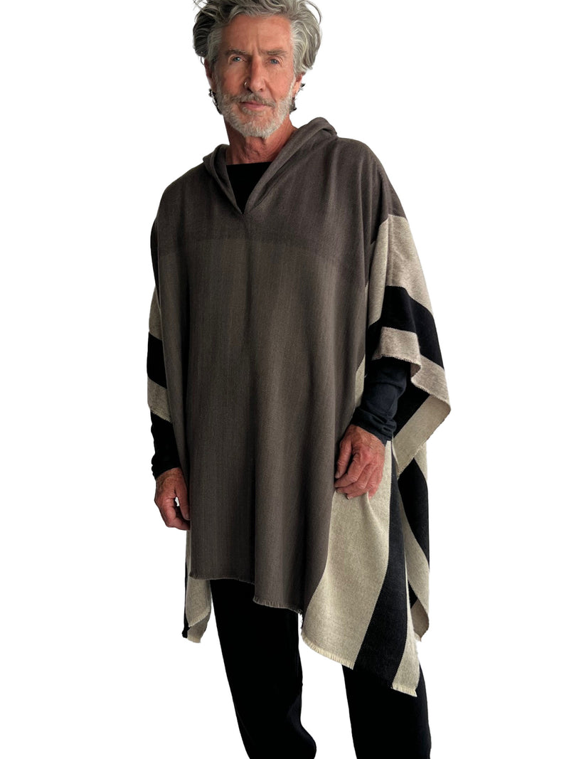 Assymmetric Hooded Poncho/ Unisex