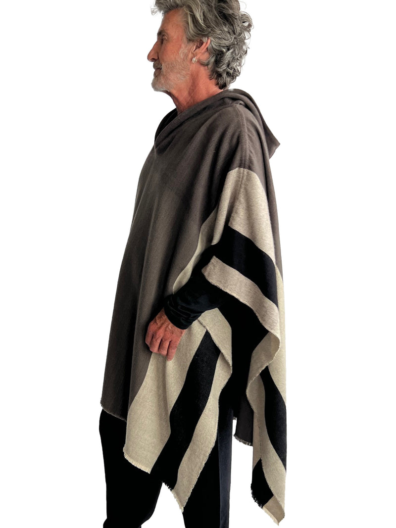 Assymmetric Hooded Poncho/ Unisex