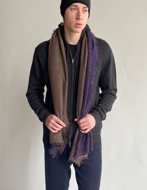 Fuzzy Feutre Two Color Shawl