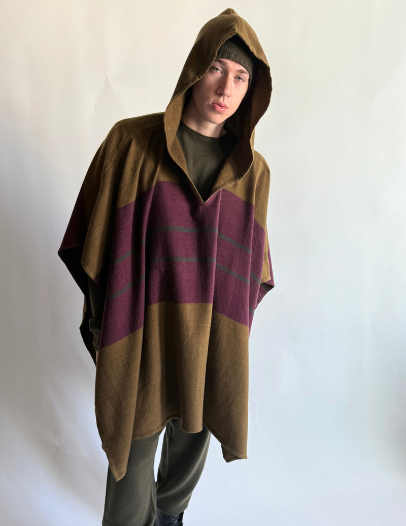 Assymmetric Hooded Poncho/ Unisex