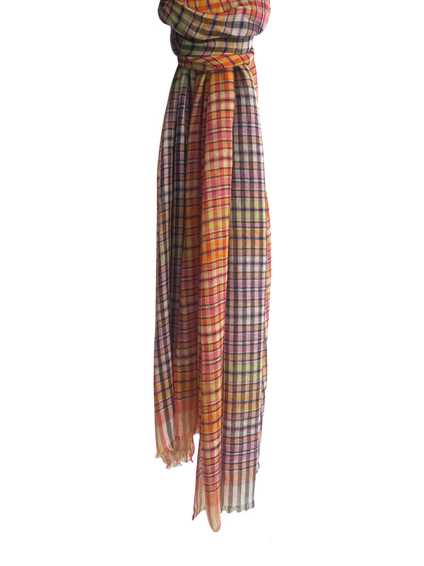 Denis-Colomb-Lifestyle - Cashmere-Silk-Carnival-Plaid-Shawl