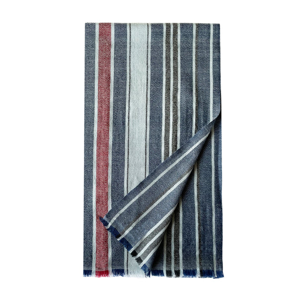 Blue Cashmere Kirat Stripes Stole - denis-colomb-lifestyle 