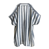 Denis Colomb Lifestyle - Dark Blue Grey White Black Kimono Striped Coat